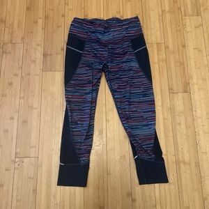 Athleta Navy and Multicolor Patterned Leggings